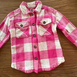SO Pink and White Plaid Shacket